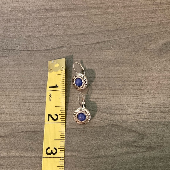 Brighton Silver and Blue Drop Earrings with Vintage-Inspired Design - Picture 3 of 3